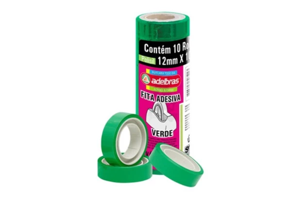 FITA ADESIVA ESCOLAR POLISIL 12MM X 10M VERDE UNIDADE | ADELBRAS