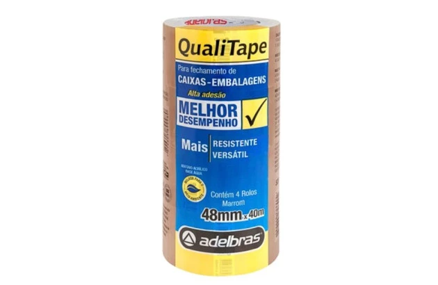 FITA ADESIVA MARROM 48MM X 40M - PARA EMBALAGEM QUALITAPE 520  ACRÍLICO BASE ÁGUA | ADELBRAS
