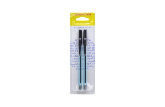 CANETA ESFEROGRAFICA 0.8 COMPACTOR 07 BLISTER  2 UNIDADE PT/PT