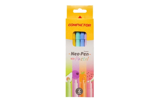 HIDROCOR 6 CORES PASTEL NEO-PEN GIGANTE PONTA MÉDIA LAVÁVEL - COMPACTOR