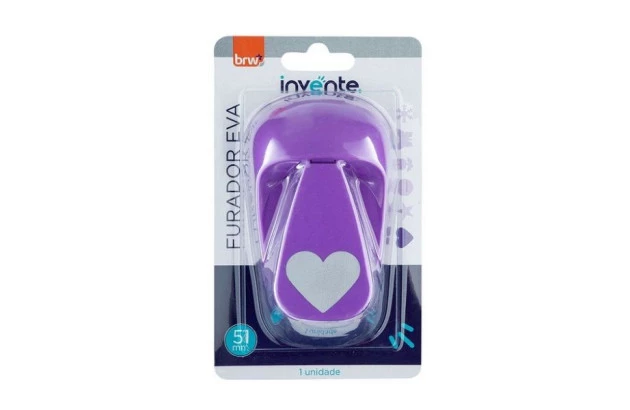 FURADOR DE EVA 51MM CORAÇÃO ROXO BLISTER 1UN BRW FE5102