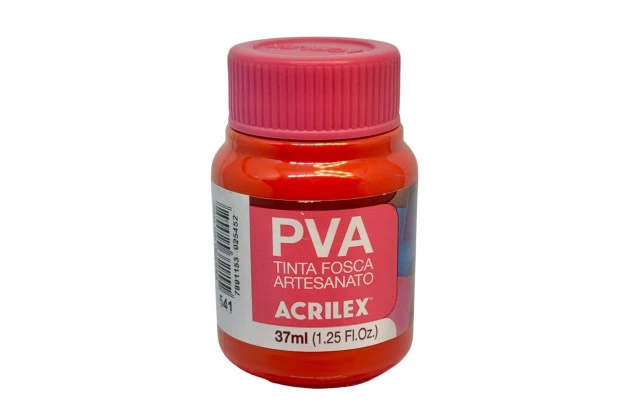 TINTA PVA FOSCA PARA ARTESANATO 37ML VERMELHO VIVO 541 - UNIDADE | ACRILEX 3240