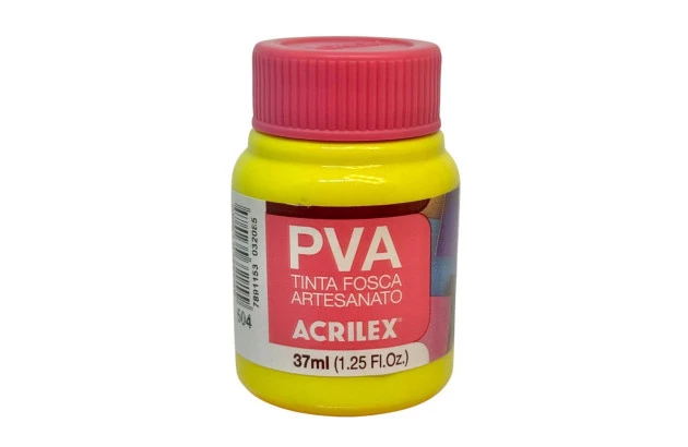 TINTA PVA FOSCA PARA ARTESANATO 37ML AMARELO LIMÃO 504 - UNIDADE | ACRILEX 3240