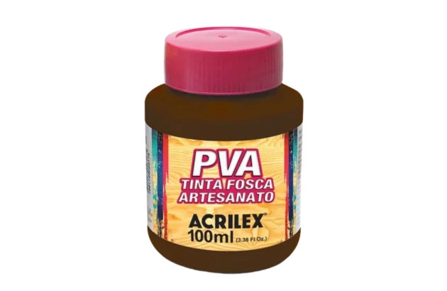 TINTA PVA FOSCA PARA ARTESANATO 100ML MARROM 531 - UNIDADE | ACRILEX REF 3210