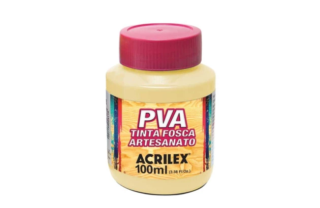 TINTA PVA FOSCA PARA ARTESANATO 100ML AMARELO PÊSSEGO 538 - UNIDADE | ACRILEX 3210