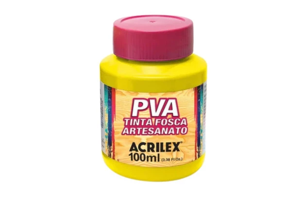 TINTA PVA FOSCA PARA ARTESANATO 100ML AMARELO LIMÃO 504 - UNIDADE | ACRILEX 3210