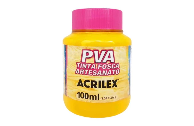 TINTA PVA FOSCA PARA ARTESANATO 100ML AMARELO OURO 505 - UNIDADE | ACRILEX 3210