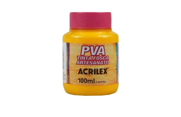 TINTA PVA FOSCA PARA ARTESANATO 100ML AMARELO CÁDMIO 536 - UNIDADE | ACRILEX 3210