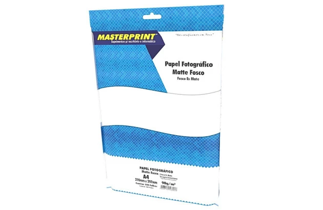 PAPEL FOTOGRÁFICO MATTE FOSCO 90G/M² A4 100 FOLHAS BRANCO  - IMPRESSÃO JATO DE TINTA | MASTERPRINT