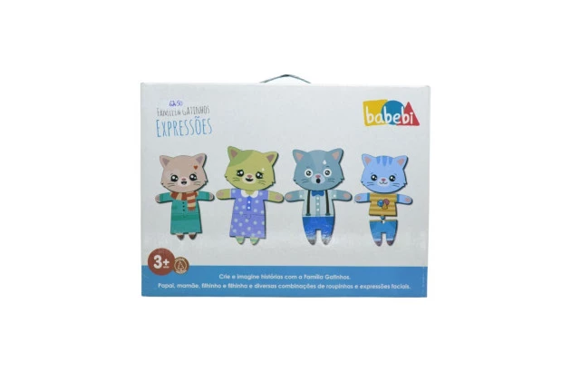 BRINQUEDO FAMILIA GATINHOS EXPRESSOES MDF 72 PEÇAS  BABEBI