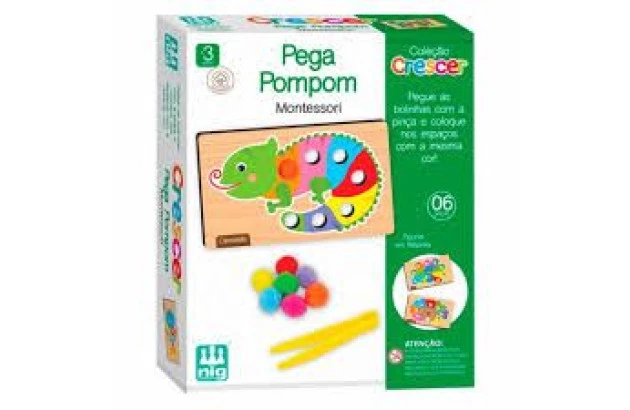 BRINQUEDO EDUCATIVO PEGA POMPOM EM MADEIRA | MONTESSORI - LINHA INCLUSIVA