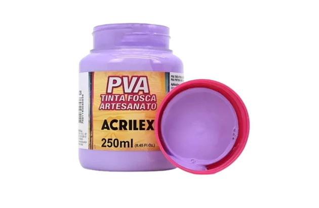 TINTA PVA FOSCA PARA ARTESANATO 250ML LILÁS 528 – UNIDADE | ACRILEX 3225