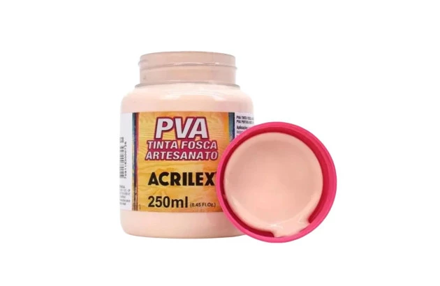 TINTA PVA FOSCA PARA ARTESANATO 250ML AMARELO PÊSSEGO 538 - UNIDADE | ACRILEX 3225
