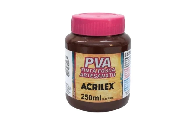 TINTA PVA FOSCA PARA ARTESANATO 250ML MARROM 531 – UNIDADE | ACRILEX 3225