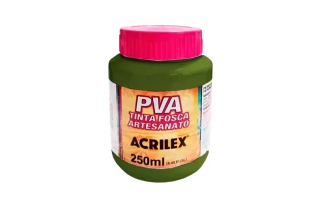 TINTA PVA FOSCA PARA ARTESANATO 250ML VERDE OLIVA 545 – UNIDADE | ACRILEX 3225