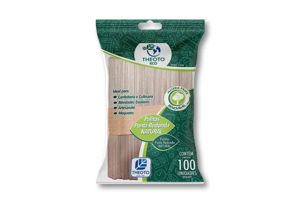 PALITO ESCOLAR  PONTA REDONDA NATURAL DE PICOLE PCT/100 THEOTO - 51710