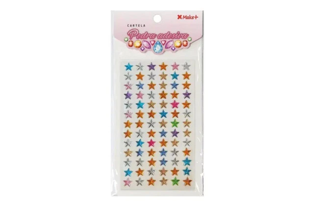 CARTELA DE ADESIVO 3D ESTRELHINHA COLORIDA 10MM | MAKE+ REF 5301