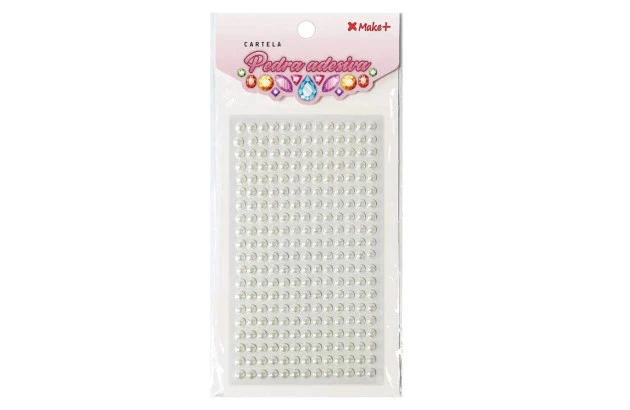 CARTELA DE ADESIVO 3D MEIA PEROLA COR PEROLA  4MM | MAKE+ REF 5320