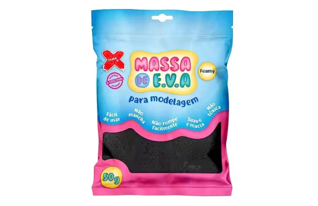 MASSA DE EVA LISA 50G PRETO FOAMY | PARA MODELAGEM - MAKE+ 13007