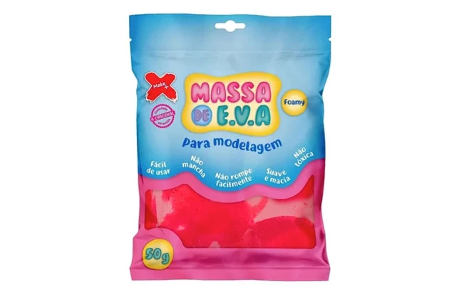 MASSA DE EVA LISA 50G VERMELHO FOAMY - PARA MODELAGEM | MAKE+ 13014