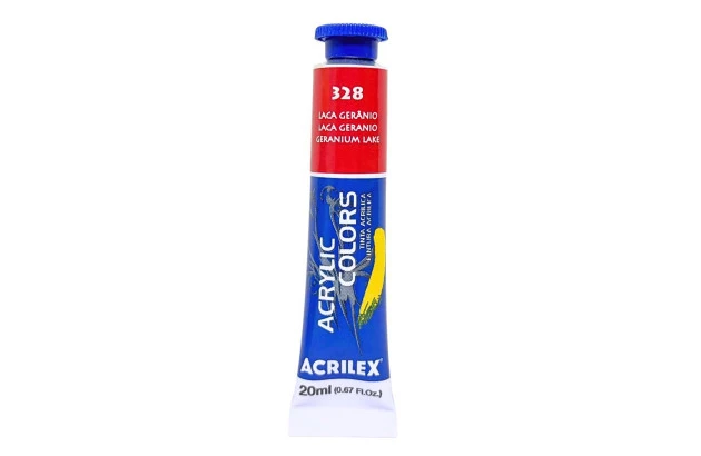 TINTA ACRÍLICA PARA TELA ACRYLIC COLORS 20ML LACA GERÂNIO 328 - UNIDADE | ACRILEX 13123