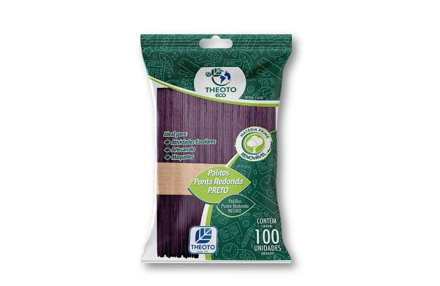 PALITO ESCOLAR PONTA REDONDA PRETO DE PICOLE PCT/ 100 THEOTO - 51716