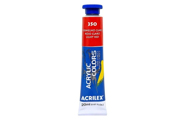 TINTA ACRÍLICA PARA TELA ACRYLIC COLORS 20ML VERMELHO CLARO 350 - UNIDADE | ACRILEX 13123