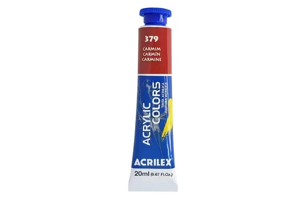 TINTA ACRÍLICA PARA TELA ACRYLIC COLORS 20ML CARMIM 379 - UNIDADE | ACRILEX 13123