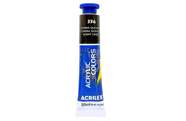 TINTA ACRÍLICA PARA TELA ACRYLIC COLORS 20ML SOMBRA QUEIMADA 356 - UNIDADE | ACRILEX 13123