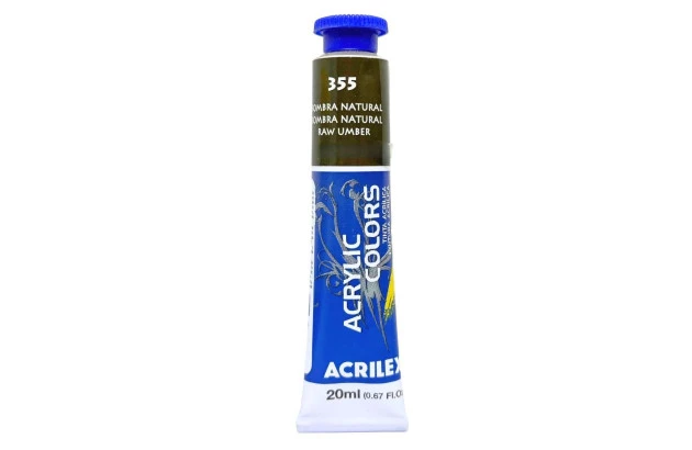 TINTA ACRÍLICA PARA TELA ACRYLIC COLORS 20ML SOMBRA NATURAL 355 - UNIDADE | ACRILEX 13123