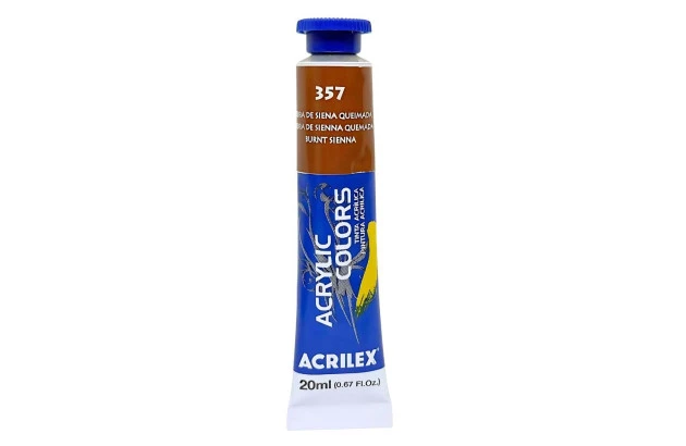 TINTA ACRÍLICA PARA TELA ACRYLIC COLORS 20ML TERRA DE SIENA QUEIMADA 357 - UNIDADE | ACRILEX 13123
