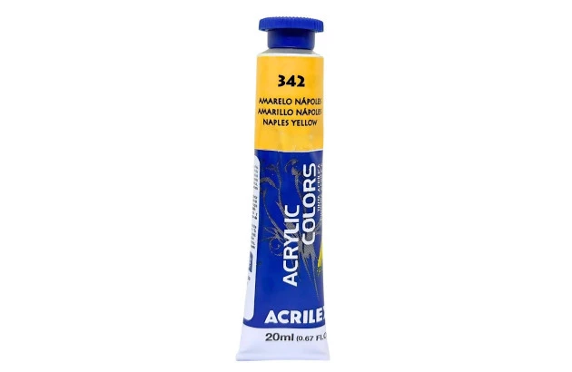 TINTA ACRÍLICA PARA TELA ACRYLIC COLORS 20ML AMARELO NÁPOLES 342 - UNIDADE | ACRILEX 13123