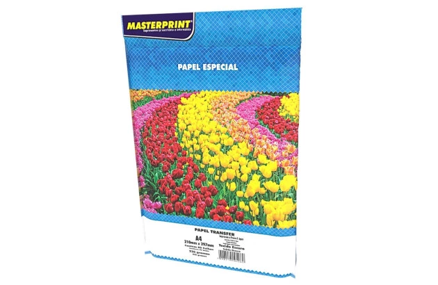 PAPEL TRANSFER GLOSSY TECIDO ESCURO 235G/M² A4 5 FOLHAS BRANCO - JATO DE TINTA | MASTERPRINT