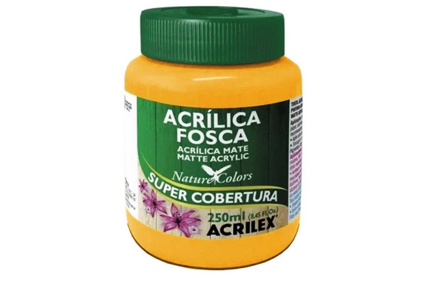 TINTA ACRILICA FOSCA ARTESANATO 250ML AMARELO CADMIO 536 – UNIDADE | ACRILEX 3525