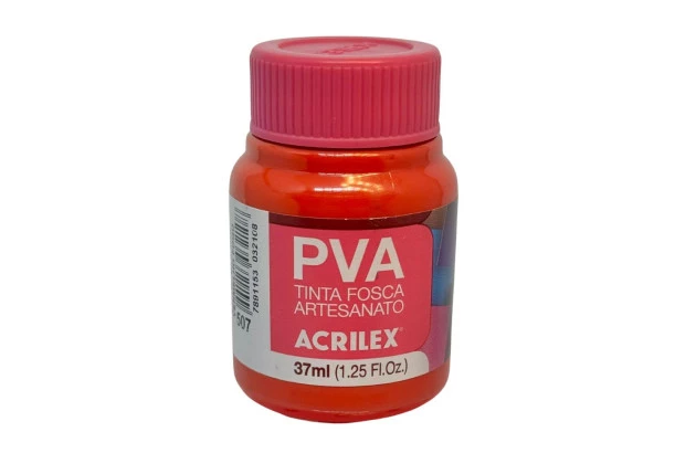 TINTA PVA FOSCA PARA ARTESANATO 37ML VERMELHO FOGO 507 - UNIDADE | ACRILEX 3240