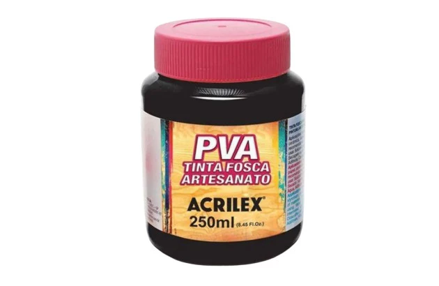 TINTA PVA FOSCA PARA ARTESANATO 250ML PRETO 520 - UNIDADE | ACRILEX 3225