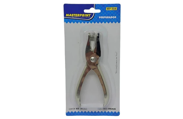 PERFURADOR DE PAPEL 1 FUROS 6 FOLHAS 6MM ALICATE METAL | MASTERPRINT MP 804