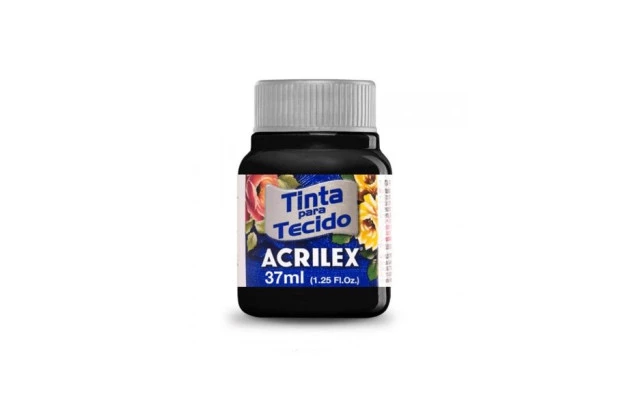 TINTA PARA TECIDO FOSCA 37ML PRETO 520 - UNIDADE | ACRILEX 4140