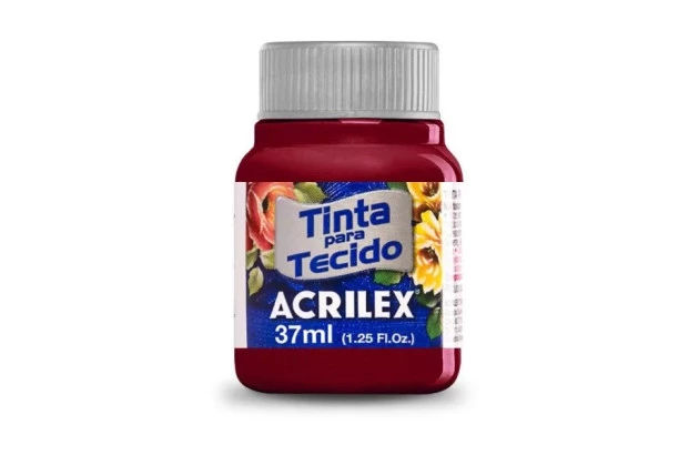 TINTA PARA TECIDO FOSCA 37ML VINHO 565 - UNIDADE | ACRILEX 4140