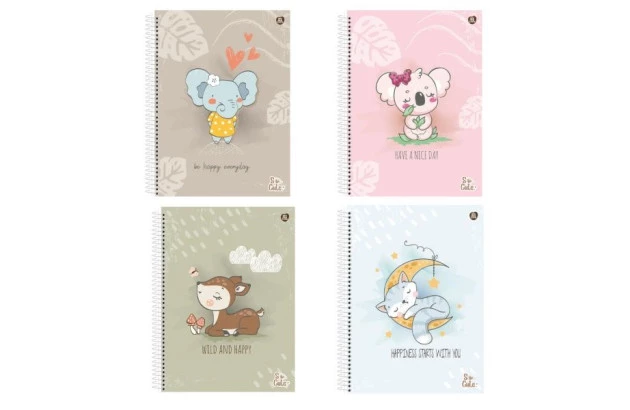 CADERNO UNIVERSITÁRIO 1 MATÉRIA 80 FOLHAS CAPA DURA SO CUTE ANIMATIVA