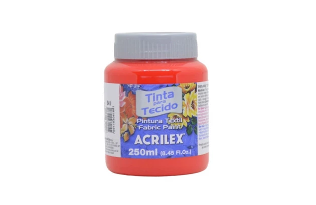 TINTA PARA TECIDO FOSCA 250ML VERMELHO VIVO 541 - UNIDADE | ACRILEX 4125