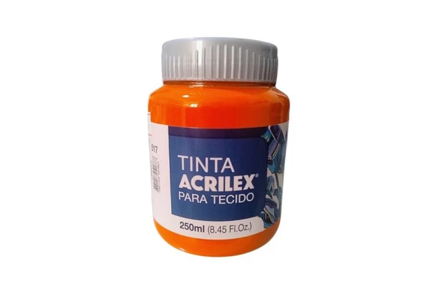 TINTA PARA TECIDO FOSCA 250ML LARANJA 517 - UNIDADE | ACRILEX  4125