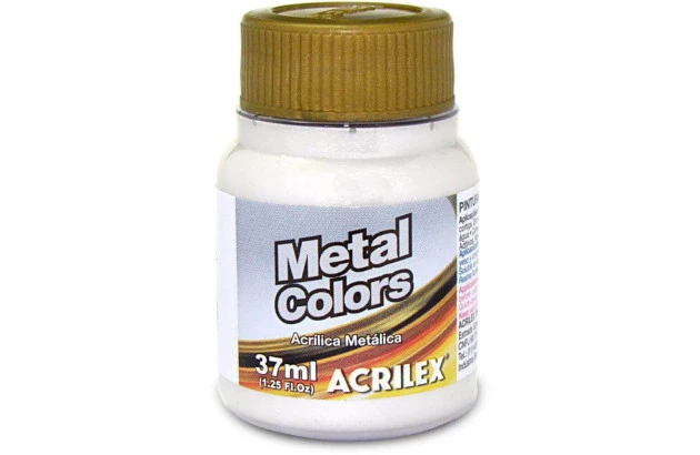 TINTA ACRILICA METAL COLORS ARTESANATO 37ML BRANCO METÁLICO 562 – UNIDADE | ACRILEX 3640