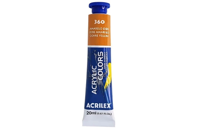 TINTA ACRÍLICA PARA TELA ACRYLIC COLORS 20ML AMARELO OCRE 360 - UNIDADE | ACRILEX 13123