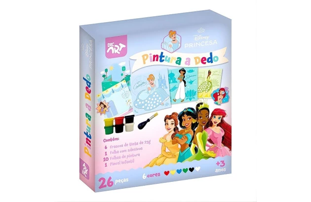 CONJUNTO DE PINTURA A DEDO PRINCESAS DISNEY 18 PEÇAS – ACIMA DE 3 ANOS | DAC ART 4713