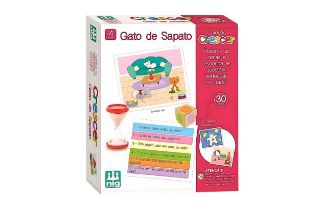 JOGO EDUCATIVO GATO DE SAPATO COLEÇÃO CRESCER + 4 ANOS | NIG BRINQUEDOS