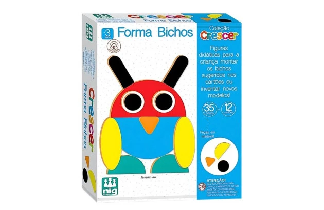 BRINQUEDO EDUCATIVO COLECAO CRESCER FORMA BICHOS + 3 ANOS | NIG BRINQUEDOS