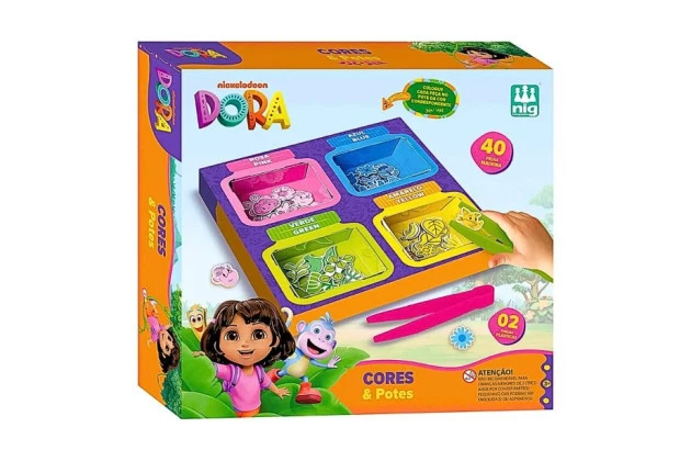 JOGO EDUCATIVO CORES E POTES DORA AVENTUREIRA NICKELODEON IDADE + 3 ANOS | NIG BRINQUEDOS