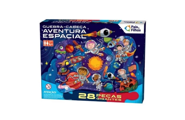 QUEBRA CABEÇA AVENTURA ESPACIAL 28 PEÇAS GIGANTES + 4 ANOS PAIS E FILHOS