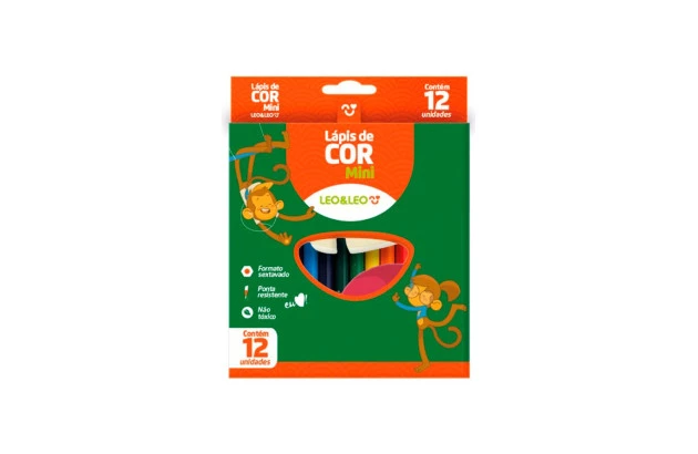 LAPIS DE COR 12 CORES MINI SEXTAVADO 4690 LEONORA